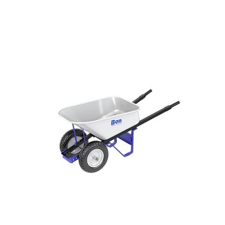 Bon Tool Trade Tough Steel Tray Wheel Barrow - 6 CU FT - Double Flat Free Tire - Steel Handle 34-350